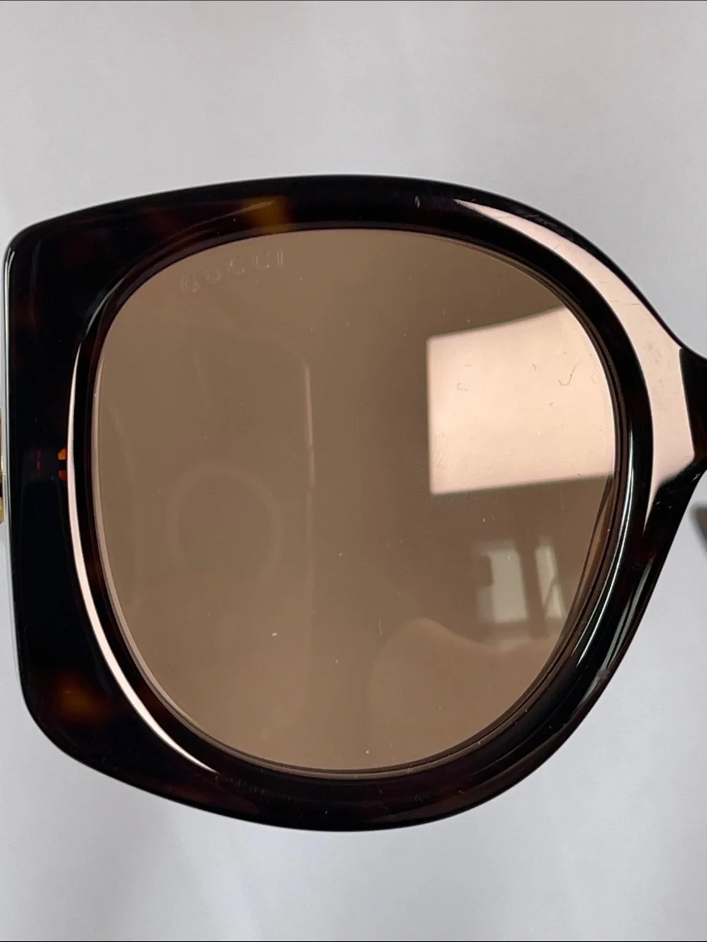 Gucci GG1257S 002 Oversized Square Tortoise Sunglasses Brown Lens Authenticated